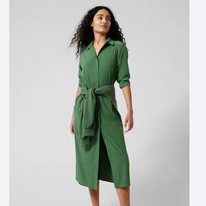 Athleta urbanite green shirt dress button down S business casual